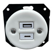 Gniazdo ceramiczne podtynkowe USB + C ANTICA białe vintage retro loft