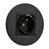 Gniazdo French + USB + USBC okrągłe metalowe czarny mat Togglica Round