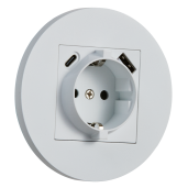 Gniazdo Schuko + USB + USBC okrągłe metalowe biały mat Togglica Round