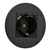 Gniazdo Schuko + 2 x USB okrągłe metalowe czarny mat Togglica Round