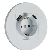 Gniazdo Schuko + 2 x USB okrągłe metalowe biały mat Togglica Round