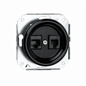Ceramiczne podtynkowe gniazdo 2 x RJ45 czarne, cat.6