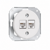 Ceramiczne podtynkowe gniazdo 2 x RJ45 białe, cat.5