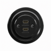 Ceramiczne podtynkowe gniazdo 2 x HDMI czarne