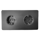 Gniazdo kontakt kwadratowe podwójne metalowe czarne eleganckie Togglica EU