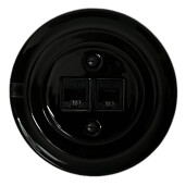 Antica ceramiczne gniazdo podtynkowe Internetowe 2xRJ45 czarne cat.6