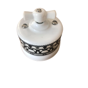 Włącznik natynkowy ceramiczny ANTICA FOLK dzwonkowy biały z czarnym zdobieniem AN.106.3/D