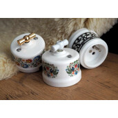 Włącznik natynkowy ceramiczny ANTICA FOLK żaluzjowy biały z czarnym zdobieniem AN.106.3/Z