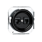 Ceramiczne podtynkowe gniazdo 2 x RJ45 czarne, cat.6