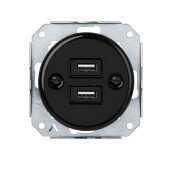 Ceramiczne podtynkowe gniazdo 2 x USB czarne
