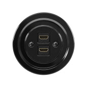 Ceramiczne podtynkowe gniazdo 2 x HDMI czarne