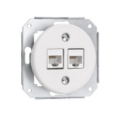 Ceramiczne podtynkowe gniazdo 2 x RJ45 białe, cat.5