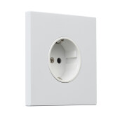 Gniazdo kwadratowe metalowe schuko biały mat