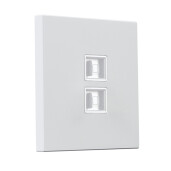 Gniazdo kwadratowe metalowe 2X RJ45 biały mat