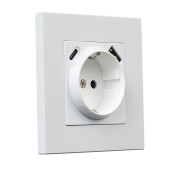 Gniazdo kwadratowe metalowe schuko + USB  + TypeC biały mat