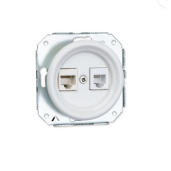Gniazdo podtynkowe ANTICA RJ 45 + RJ 11 Ceramiczne, TT-04/RJ45 biały