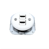 Gniazdo ceramiczne podtynkowe 2 x HDMI białe retro bez ramki