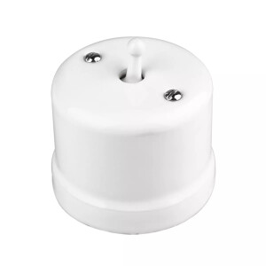 Ceramiczny natynkowy włącznik pojedynczy biały